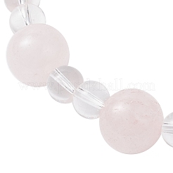 Pulseras elásticas de cuentas redondas de cuarzo rosa natural y cristal de cuarzo sintético&nbsp;BJEW-JB12246-02
