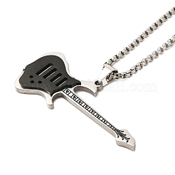 Colliers à chaîne avec pendentif guitare en acier inoxydable 201&nbsp;NJEW-R001-06P-02