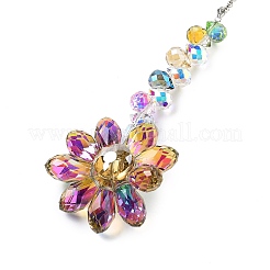 Atrapasueños colgantes de flores de vidrio&nbsp;HJEW-C009-01F