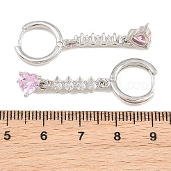 Boucles d'oreilles créoles pendantes en laiton serties de micro-pavés de zirconiums cubiques&nbsp;KK-CBA8324-07P-01