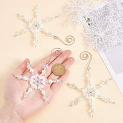 Décoration pendentif en verre flocon de neige de noël&nbsp;HJEW-GO00060