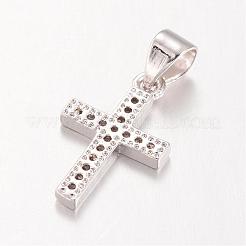 Pendentifs croix en laiton avec zircone cubique de micro pave&nbsp;KK-E673-027P