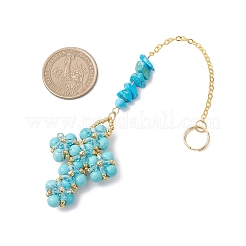Decorazioni pendenti con perline di vetro a croce&nbsp;HJEW-MZ00402