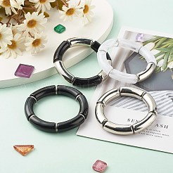 Juego de pulseras elásticas con cuentas de tubo curvo grueso para niñas y mujeres&nbsp;BJEW-JB06947