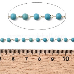 Handgefertigte synthetische Türkisperlen und runde Gliederketten aus Edelstahl 316&nbsp;CHS-L033-09G