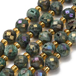 Fili di perline di cristallo geode druzy elettrolitico placcato&nbsp;G-F833-P01-8mm-03