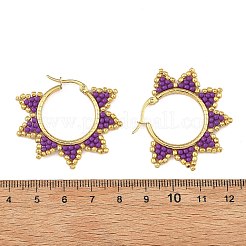 Boucles d'oreilles créoles en perles de verre&nbsp;EJEW-MZ00750-02