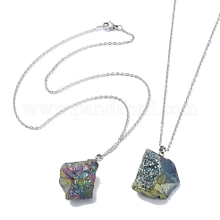 Collar con colgante de pepita de piedra preciosa mixta natural con cadenas de acero inoxidable 304&nbsp;NJEW-JN04385