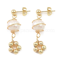 Natürliche Perle baumeln Ohrstecker&nbsp;EJEW-JE05304