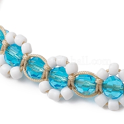 2 pz 2 colori braccialetti di perline di vetro intrecciate a forma di fiore&nbsp;BJEW-JB11077
