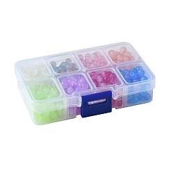 400 Stück 8 Farben Backfarbe Imitation von Jadeglas-Rundperlensträngen&nbsp;DGLA-FS0001-09