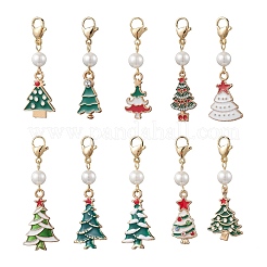10 pz decorazioni pendenti in lega smaltata per albero di Natale&nbsp;HJEW-JM03817