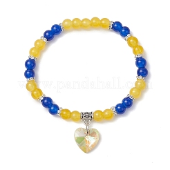 Pulseras con dijes redondos de cuentas de vidrio imitación jade con pintura para hornear&nbsp;BJEW-JB11737-04