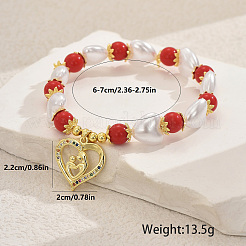 Braccialetti con ciondolo a forma di cuore in ottone micro pavé di zirconi cubici per la festa della mamma&nbsp;XO3109-1