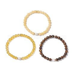 Pulseras elásticas para mujer con piedras preciosas mixtas naturales y sintéticas y perlas cultivadas de agua dulce.&nbsp;BJEW-JB13205-02