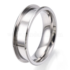 201 Edelstahl geriffelter Fingerring für Damen&nbsp;STAS-WH0039-09C-P