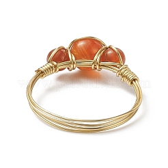 Anello da dito con perline intrecciate rotonde in pietre preziose naturali&nbsp;RJEW-JR00550