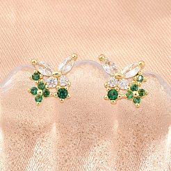 Orecchini da donna in ottone con micro pavé di zirconi cubici&nbsp;KK-A305-07G-05