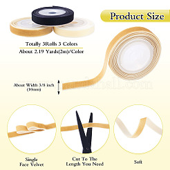 3 rotolo di nastro di velluto monofacciale a 3 colori per accessori per vestiti&nbsp;OCOR-TA0004-09B