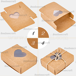 40 Stück 4 Stile Rechteckige Schmuck-Geschenkboxen aus Kraftpapier mit sichtbarem Fenster&nbsp;CON-BBC0001-15