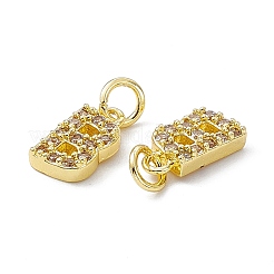 Véritable micro-pavé en laiton plaqué 18k or véritable breloques en zircone cubique transparente&nbsp;KK-E068-VB452-B