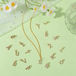 26 pièce 26 styles véritables breloques en laiton plaqué or 18 carats avec micro pavé de zircones cubiques transparentes&nbsp;KK-BBC0018-09