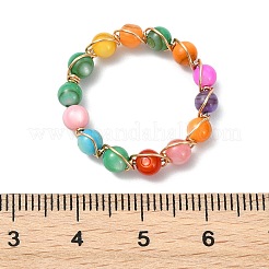 Gefärbte natürliche Süßwassermuschelperlen-Fingerringe&nbsp;RJEW-JR01051-01