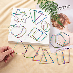 9 Paar geometrische Creolen aus 304 Edelstahl im 9-Stil&nbsp;STAS-FW0001-21