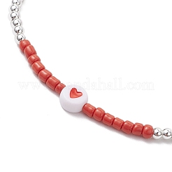 Bracelets tressés en perles rondes en laiton pour femmes&nbsp;BJEW-JB11718-05