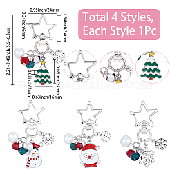 4 pièce 4 styles de décorations suspendues en alliage émaillé et verre sur le thème de Noël&nbsp;HJEW-SC0002-76