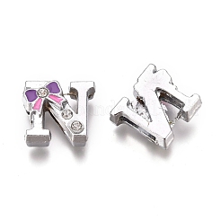 Charms per diapositive con lettera smaltata in lega&nbsp;PALLOY-K241-N