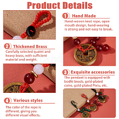 3 pièce 3 styles de pendentifs décoratifs en laiton avec imitation perle en polyester et plastique ABS&nbsp;HJEW-FH0001-81