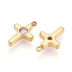 Ionenplattierung (IP) 304 Edelstahl Micro Pave Zirkonia Charms&nbsp;STAS-N110-01C-G