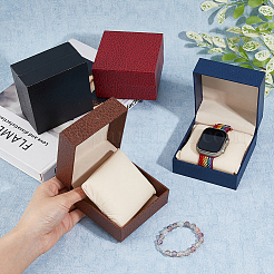 4 Stück 4 Farben Geschenkbox aus Karton zur Uhrenaufbewahrung mit Litschi-Aufdruck&nbsp;CON-FH0001-54