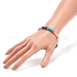 Bracciale elasticizzato con perline tonde in pietre dure miste naturali e sintetiche da donna&nbsp;BJEW-JB08336