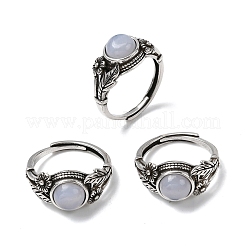 Natürliche blaue Spitzenachat-Fingerringe&nbsp;RJEW-A084-05AS-10