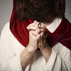 2 Stück Halsketten mit Jesuskreuz aus Zinklegierung und Holz&nbsp;NJEW-DC0001-14