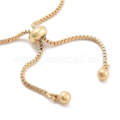 Messing Pavé klare Zirkonia flache runde Box Kette Schieber Armbänder&nbsp;BJEW-B094-12A-G