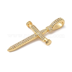 Ciondoli in ottone con placcatura a cremagliera con micro pavé di zirconi chiari&nbsp;KK-B092-05G