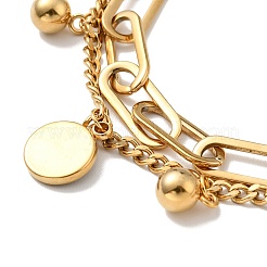 Pulseras de múltiples hilos con dijes de bolas redondas y yin yang de resina&nbsp;BJEW-G639-31G