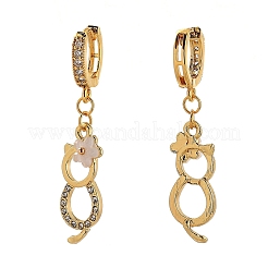 Orecchini a cerchio huggie in zirconi cubici micro pavè di ottone&nbsp;EJEW-JE04218-01