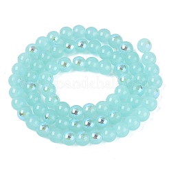 Chapelets de perles en verre d'imitation jade électrolytique&nbsp;EGLA-Q132-6MM-01B-06