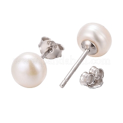 Anlaufgeschützte Perlen-Kugel-Ohrstecker&nbsp;X-EJEW-Q701-01A