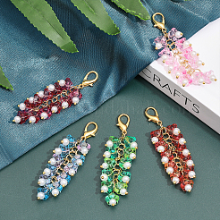 10 pz 5 colori decorazioni pendenti in vetro a forma di fiore di tromba&nbsp;HJEW-CA0001-45