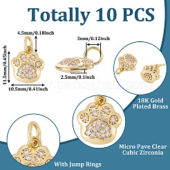 Breloques en laiton zircon cubique transparent&nbsp;X1-RJEW-T063-38G-NF