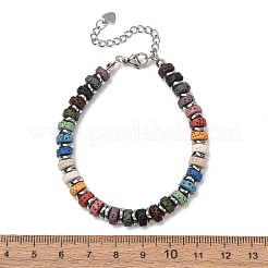 Bracelets heishi en roche de lave naturelle teintée selon les chakras&nbsp;GG-CBA922D-02