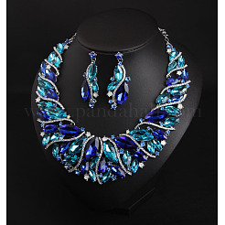 Collane con ciondolo in strass in lega e set di orecchini pendenti a goccia per donna&nbsp;WG99E9F-03