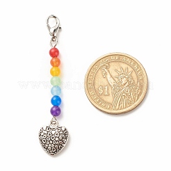 Chakra-Thema natürliche und gefärbte Malaysische Jade-Perlen-Anhänger-Dekorationen&nbsp;HJEW-JM00641-02