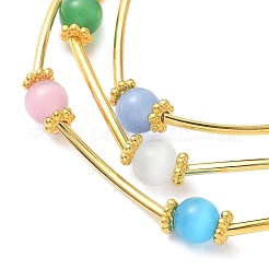 6 bracciale multifilo con perline rotonde a forma di occhio di gatto in 6 colori per donna&nbsp;BJEW-JB12338