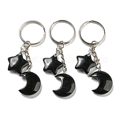 Schlüsselanhänger mit Mond- und Sternanhänger aus natürlichen und synthetischen Reiki-Edelsteinen&nbsp;KEYC-P015-02P